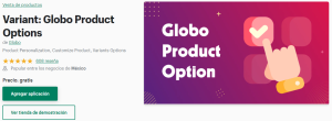 Variant Globo Product Options Variant: Aplicación productos personalizados