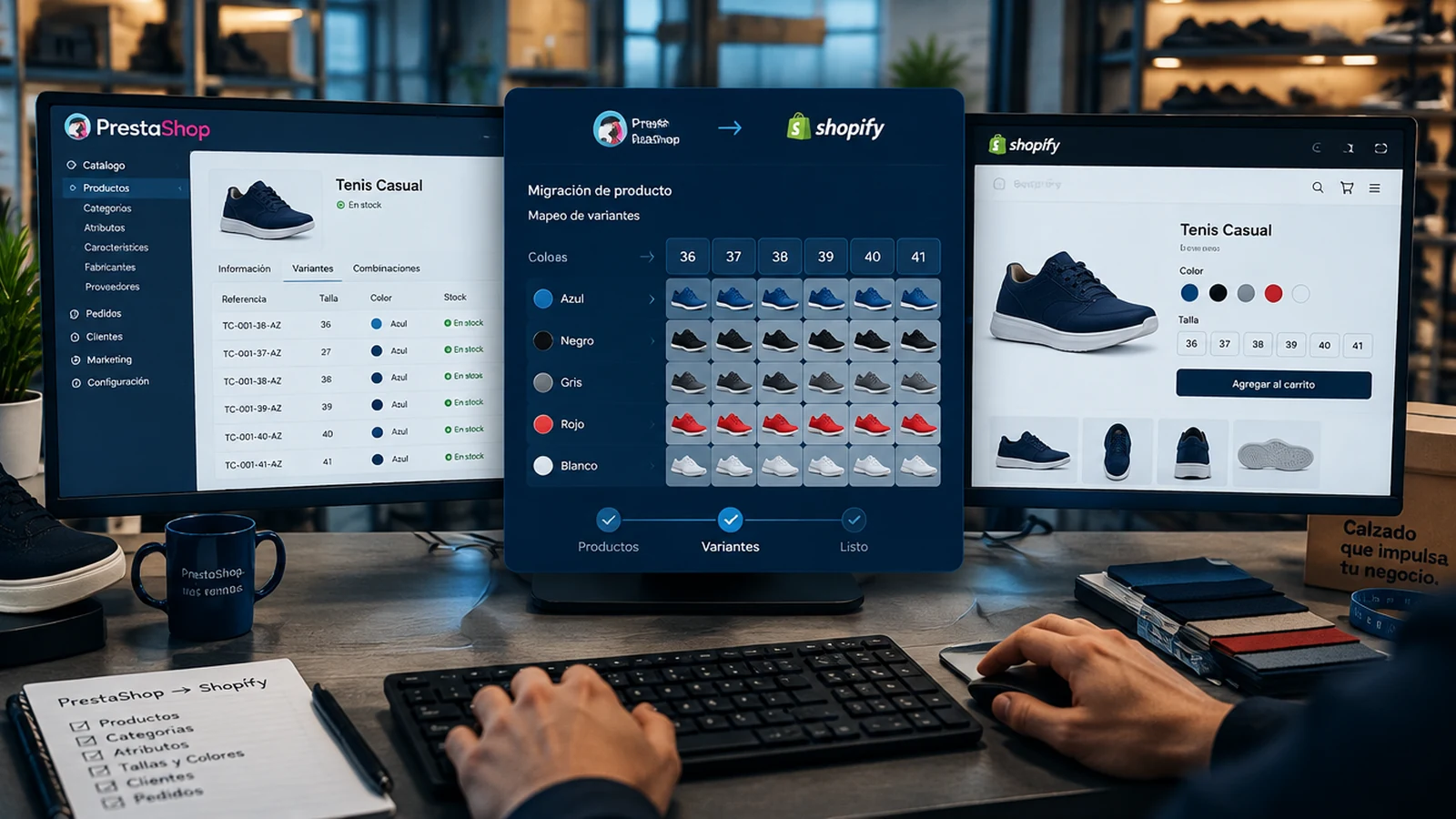 De PrestaShop a Shopify: cómo migrar tu zapatería sin perder variantes