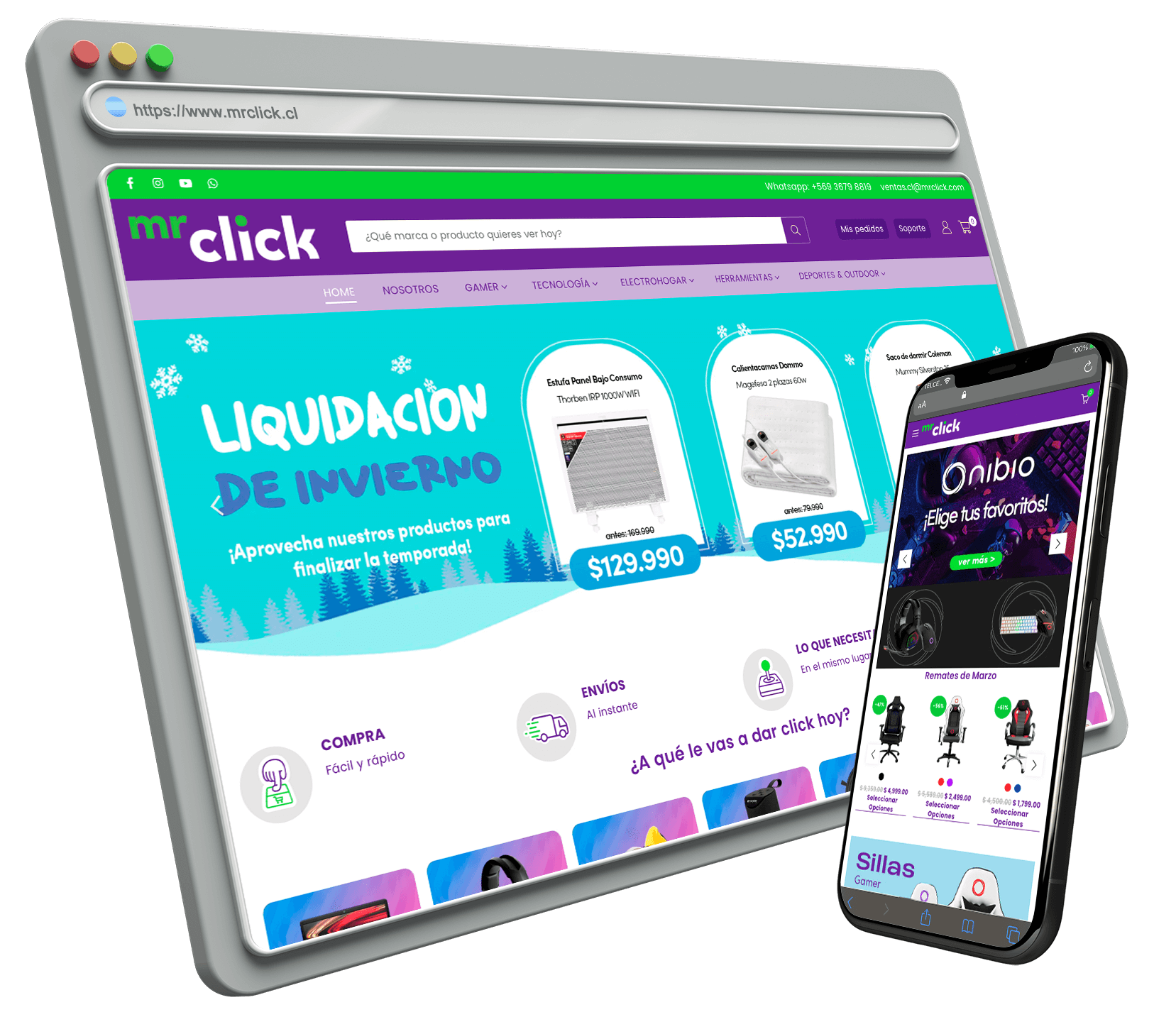 indexmockupmrclick Rediseño Shopify Tienda de Equipo de Computo.