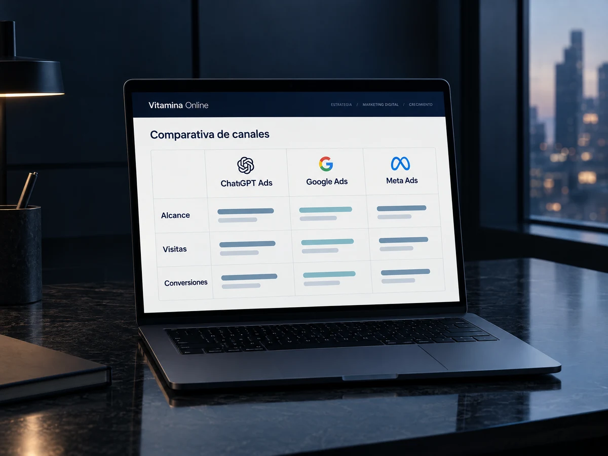 Comparativa de resultados de ChatGPT Ads contra Google Ads y Meta Ads