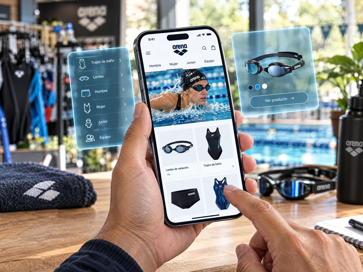 Tienda Shopify de Arena Swimwear México vista en celular