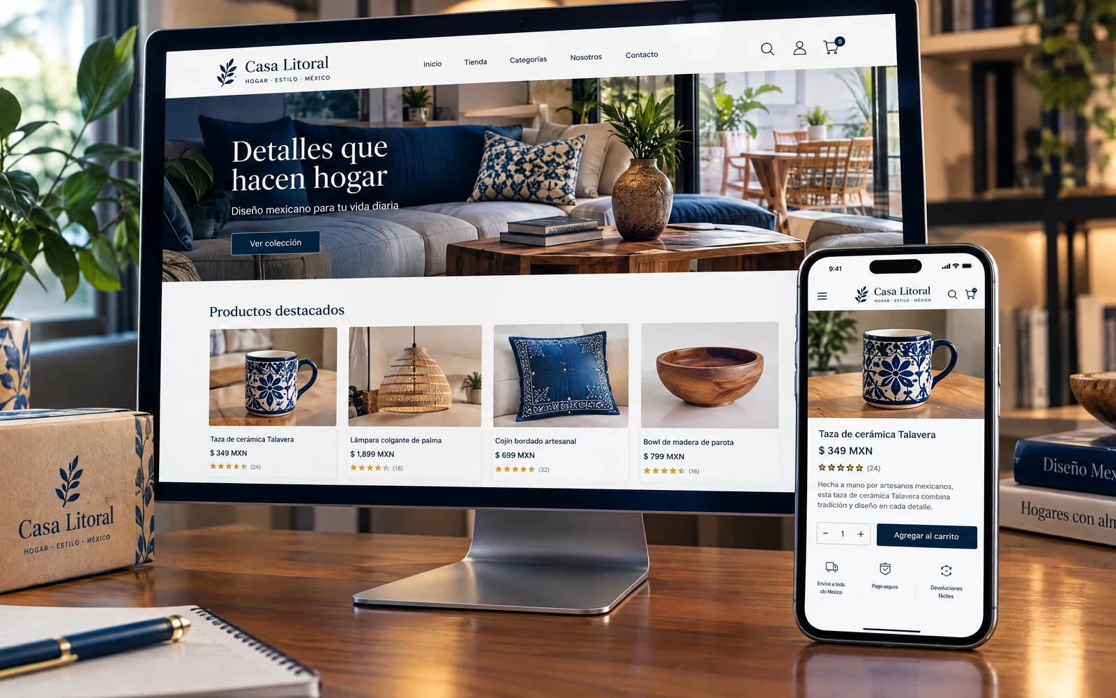 Tienda en línea con Shopify desarrollada por Vitamina Online vista en computadora y celular