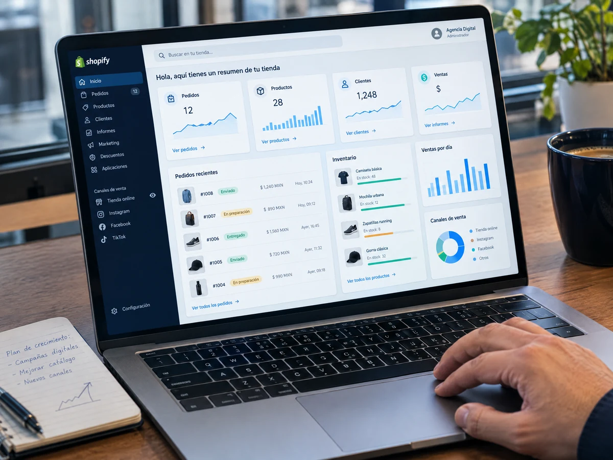 Panel de administración de Shopify gestionado por Vitamina Online