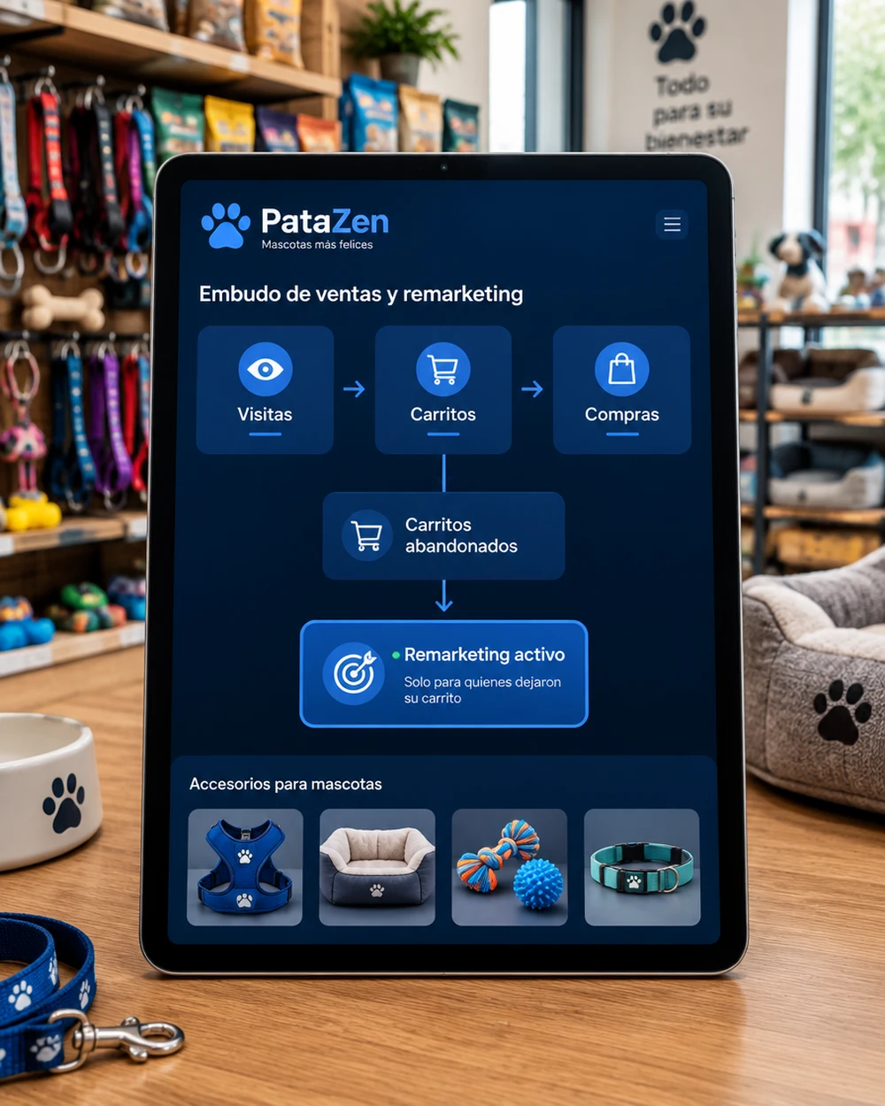 Panel de ventas de ecommerce con remarketing activo