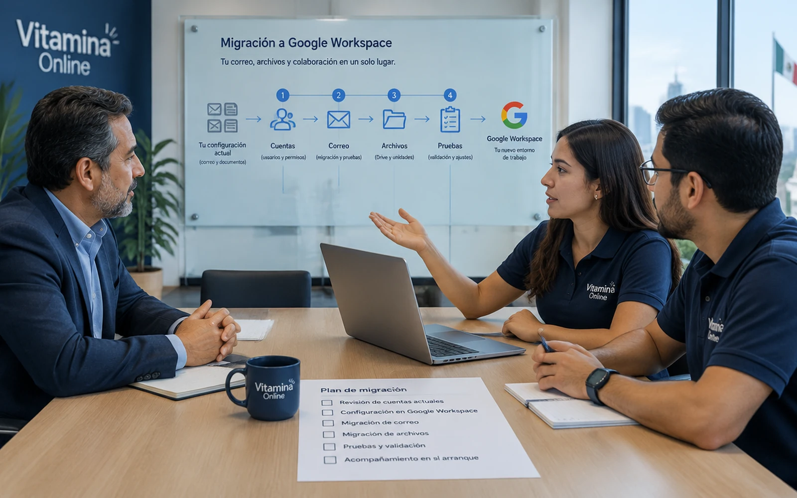 Equipo planeando la migración a Google Workspace