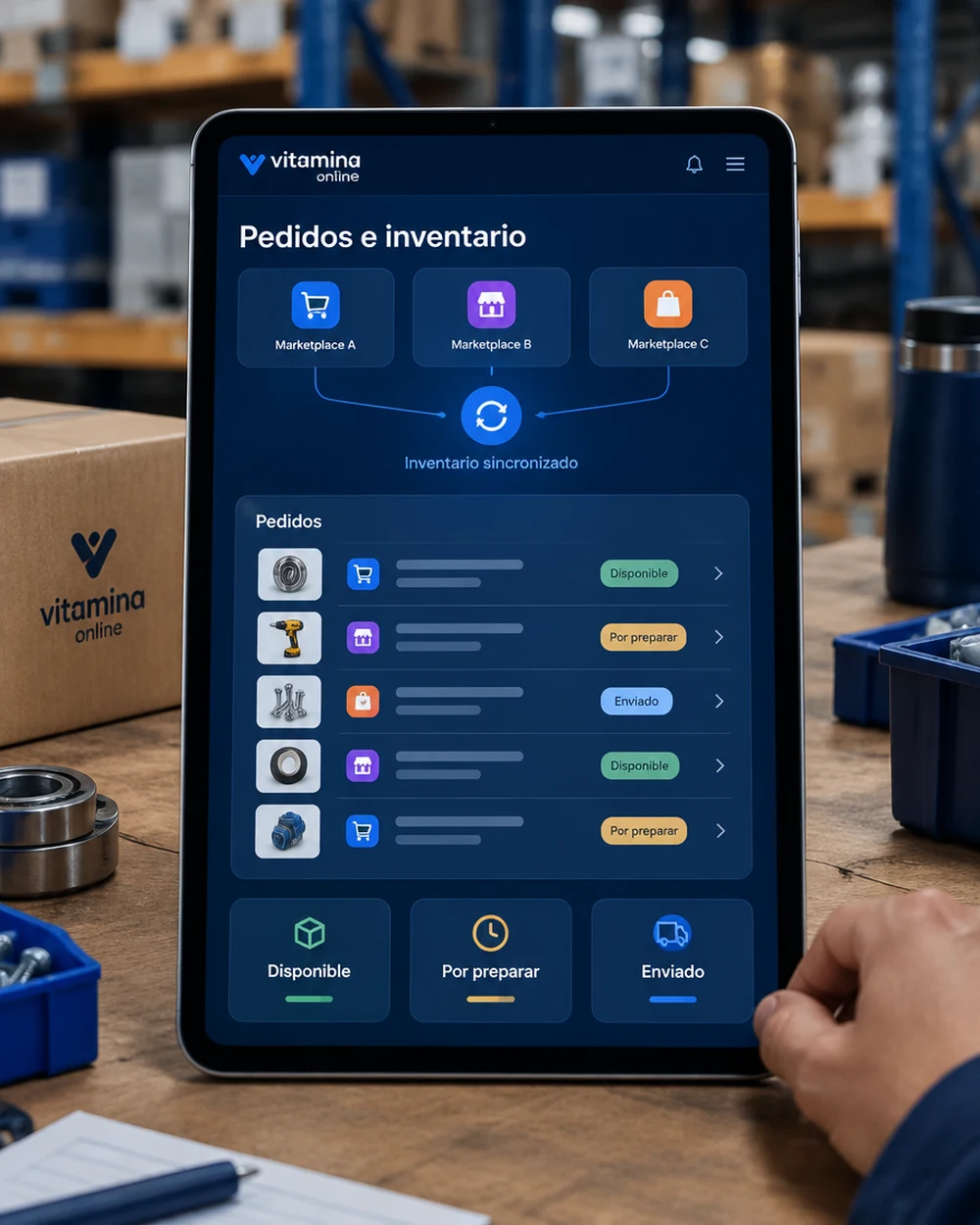 Panel de pedidos e inventario centralizado