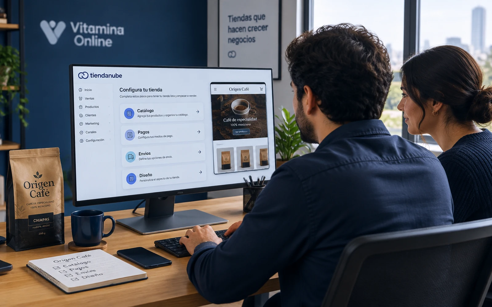 Equipo configurando una tienda en Tiendanube